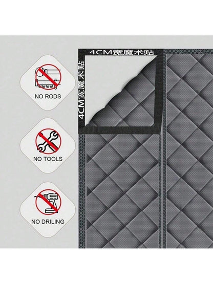 Magnetic Heat Insulating Door Curtain- Heavy Oxford Cloth, Thick Rainproof Quilted Lining, 36" X 80", Suitable For Sliding Glass Doors, Heat Insulation And Sound Reduction, Gray Color, Winter Door Cu