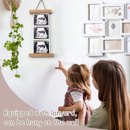 Magnetic Ultrasound Photo Frame, Wooden Baby Keepsake Display, With "Love At First Sight" Inscription, Hang Or Fridge Mount- Long-Term Ultrasound Image Without Cropping, New Gift For New Moms