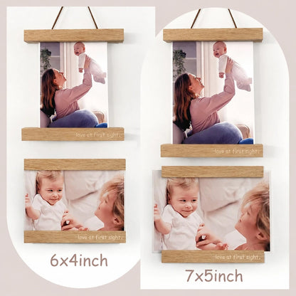 Magnetic Ultrasound Photo Frame, Wooden Baby Keepsake Display, With "Love At First Sight" Inscription, Hang Or Fridge Mount- Long-Term Ultrasound Image Without Cropping, New Gift For New Moms