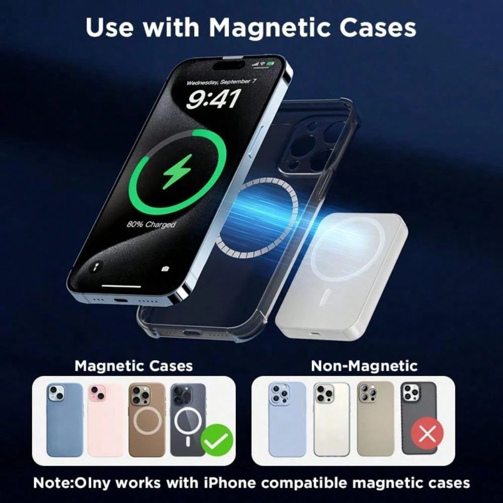 Magnetic Wireless Power Bank 5000mAh Qi2 Certified 15W Fast Charging| Ultra-Thin Portable Charger Compatible With IOS 17/16/15/14/13/12 Series Phones & Android Devices| Stylish Multicolor Mini Batte