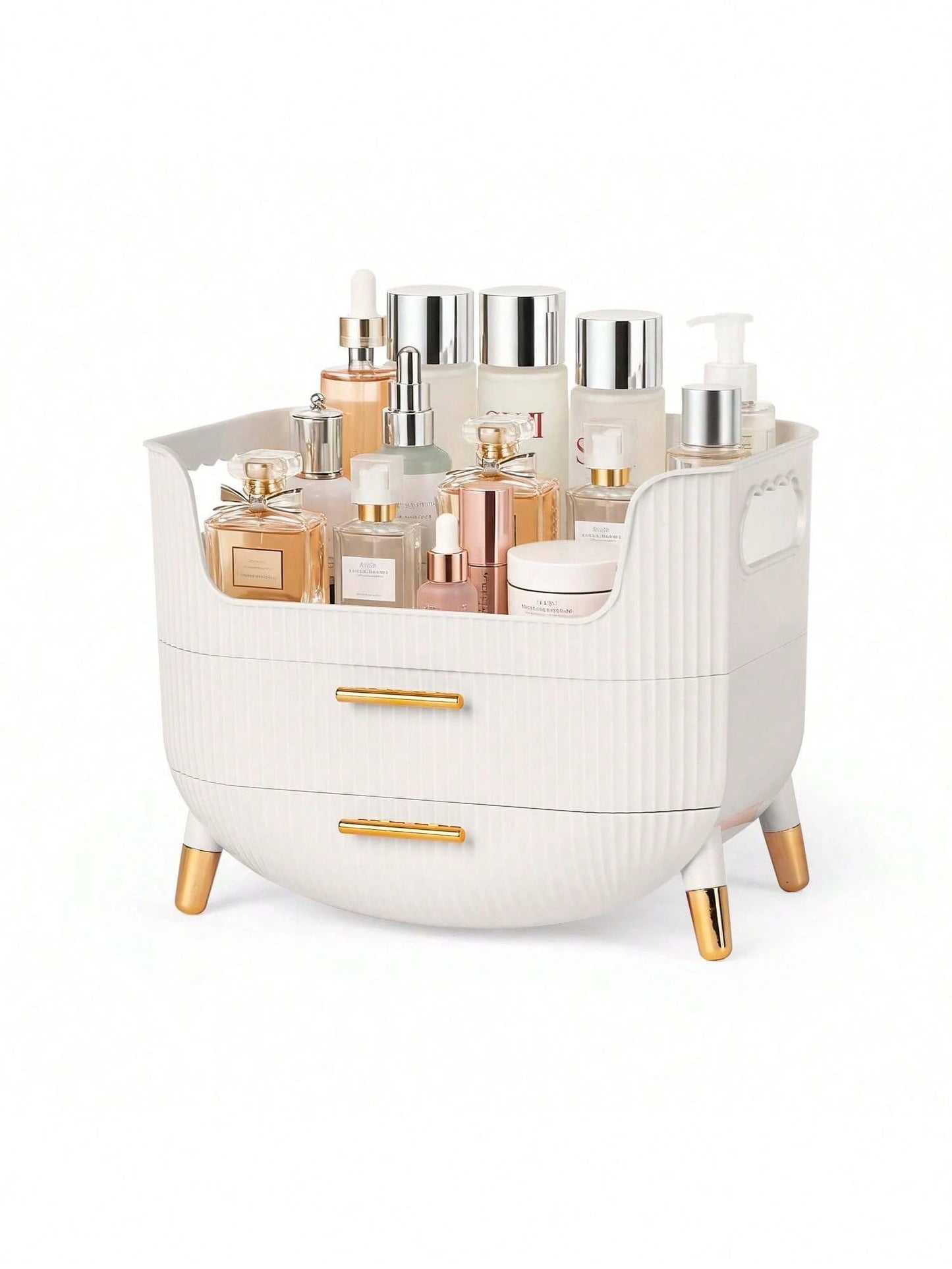 Makeup Organizer With Drawers,Skincare Plastic Storage For Vanity,Large Cosmetic Display Case For Dresser With Handle,Large Capacity Bathroom Countertop