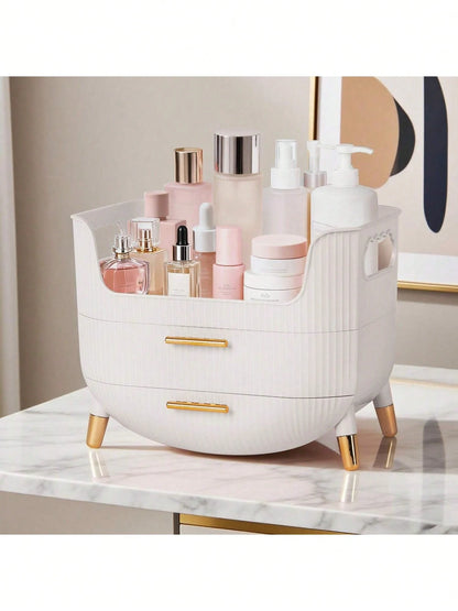 Makeup Organizer With Drawers,Skincare Plastic Storage For Vanity,Large Cosmetic Display Case For Dresser With Handle,Large Capacity Bathroom Countertop