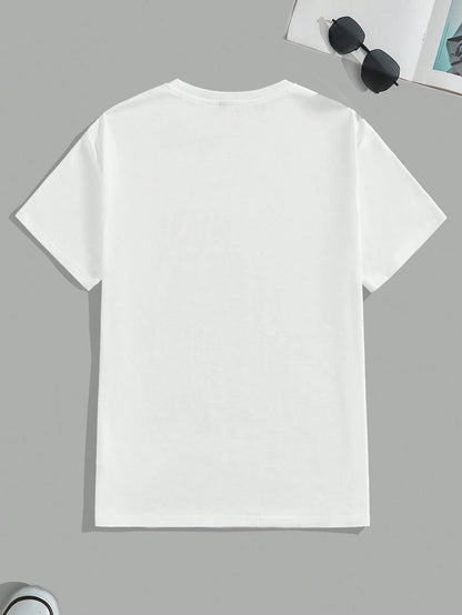 Manfinity Joysei Men's Summer White Floral Oversized T-Shirt,Japanese Sakura Cherry Blossom Branch Graphic Print Kanji Letter Crew Neck Short Sleeve City Break Tee