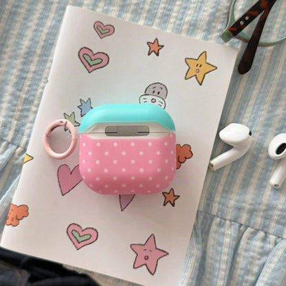 Matte Blue-Green Lid Polka Dot With Hanging Ring Earphone Case Compatible With AirPods Pro 3 Protective Cover Pro 2 Cute Apple 4 Minimalist 3 New 1/2 Generation Girls Earphone Case Protective Cover