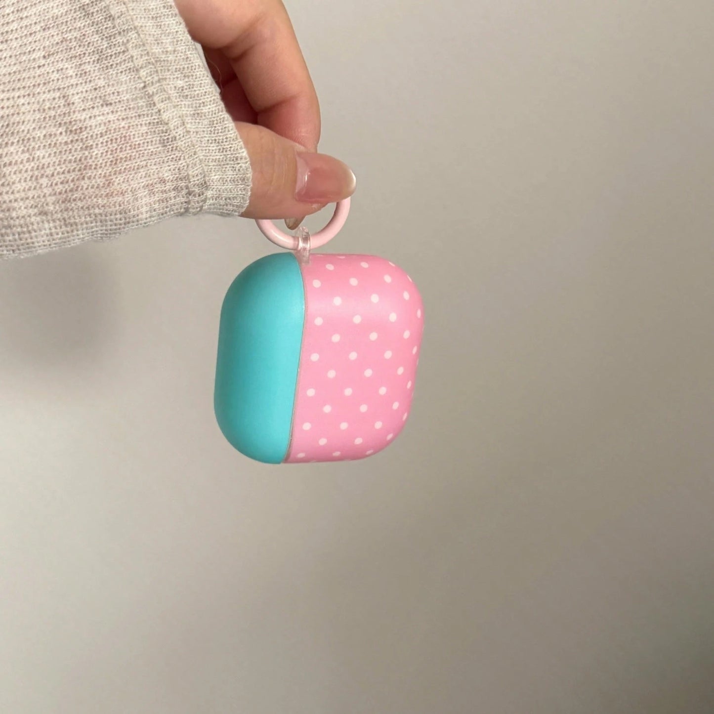 Matte Blue-Green Lid Polka Dot With Hanging Ring Earphone Case Compatible With AirPods Pro 3 Protective Cover Pro 2 Cute Apple 4 Minimalist 3 New 1/2 Generation Girls Earphone Case Protective Cover