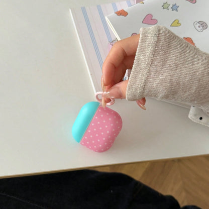 Matte Blue-Green Lid Polka Dot With Hanging Ring Earphone Case Compatible With AirPods Pro 3 Protective Cover Pro 2 Cute Apple 4 Minimalist 3 New 1/2 Generation Girls Earphone Case Protective Cover