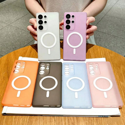 Matte Skin-Feel Magnetic Phone Case For Galaxy S26 Ultra S25 Ultra S24 Ultra S25 FE Frosted Slim Back Cover Minimalist Sleek Case For Galaxy A56 A36 A07 A17 A37 A57