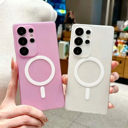 Matte Skin-Feel Magnetic Phone Case For Galaxy S26 Ultra S25 Ultra S24 Ultra S25 FE Frosted Slim Back Cover Minimalist Sleek Case For Galaxy A56 A36 A07 A17 A37 A57