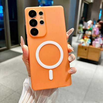 Matte Skin-Feel Magnetic Phone Case For Galaxy S26 Ultra S25 Ultra S24 Ultra S25 FE Frosted Slim Back Cover Minimalist Sleek Case For Galaxy A56 A36 A07 A17 A37 A57
