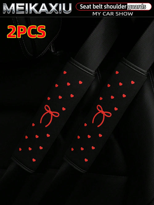 MEIKAXIU 1 Piece Or 2 Pieces Of Foam-Foam Three-Dimensional Heart-Shaped Bowknot Car Seat Protector Cover For Seat Belt Decoration For Car Interior Decoration Items