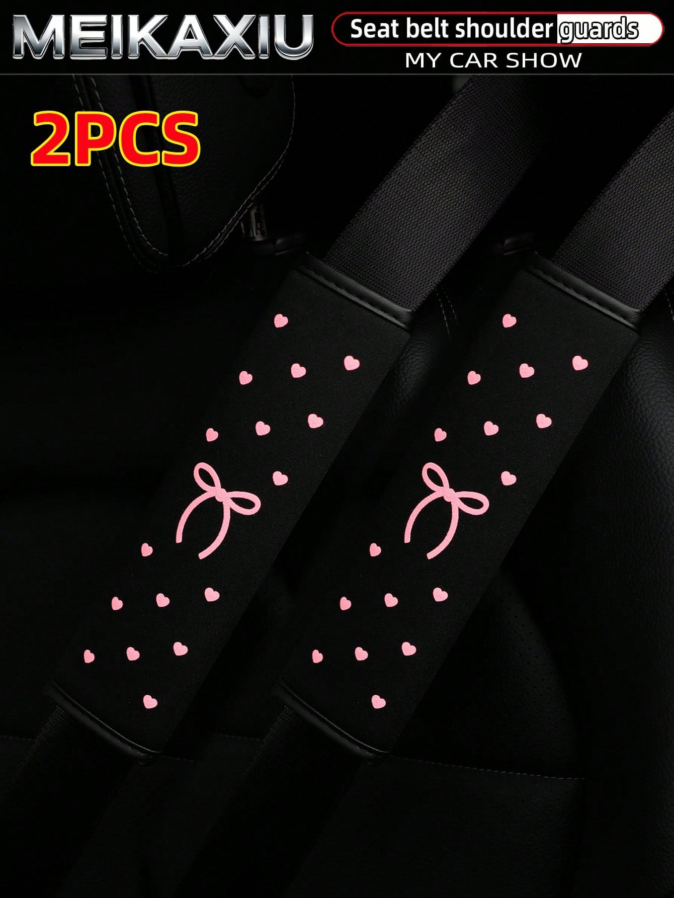 MEIKAXIU 1 Piece Or 2 Pieces Of Foam-Foam Three-Dimensional Heart-Shaped Bowknot Car Seat Protector Cover For Seat Belt Decoration For Car Interior Decoration Items