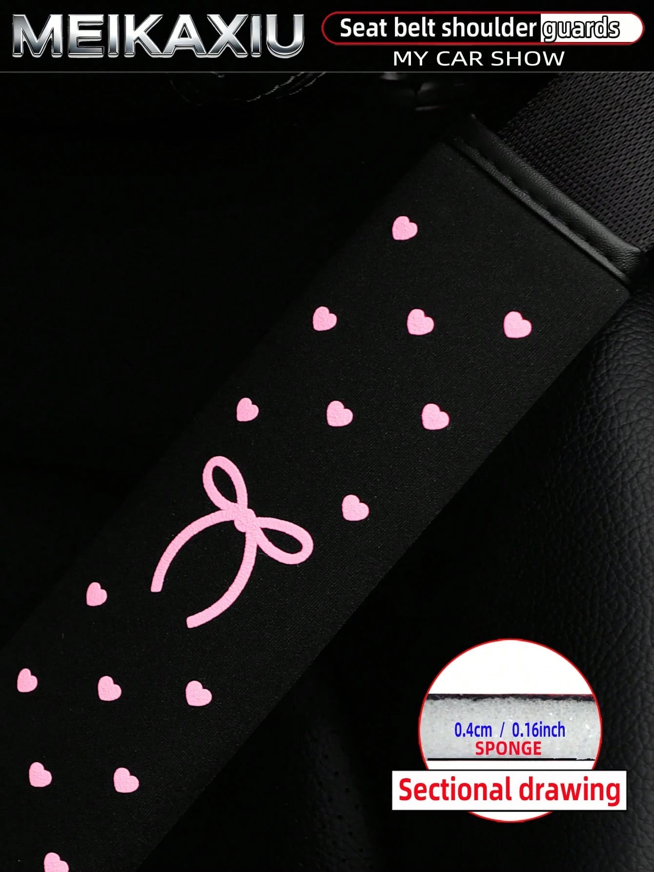 MEIKAXIU 1 Piece Or 2 Pieces Of Foam-Foam Three-Dimensional Heart-Shaped Bowknot Car Seat Protector Cover For Seat Belt Decoration For Car Interior Decoration Items