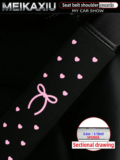 MEIKAXIU 1 Piece Or 2 Pieces Of Foam-Foam Three-Dimensional Heart-Shaped Bowknot Car Seat Protector Cover For Seat Belt Decoration For Car Interior Decoration Items
