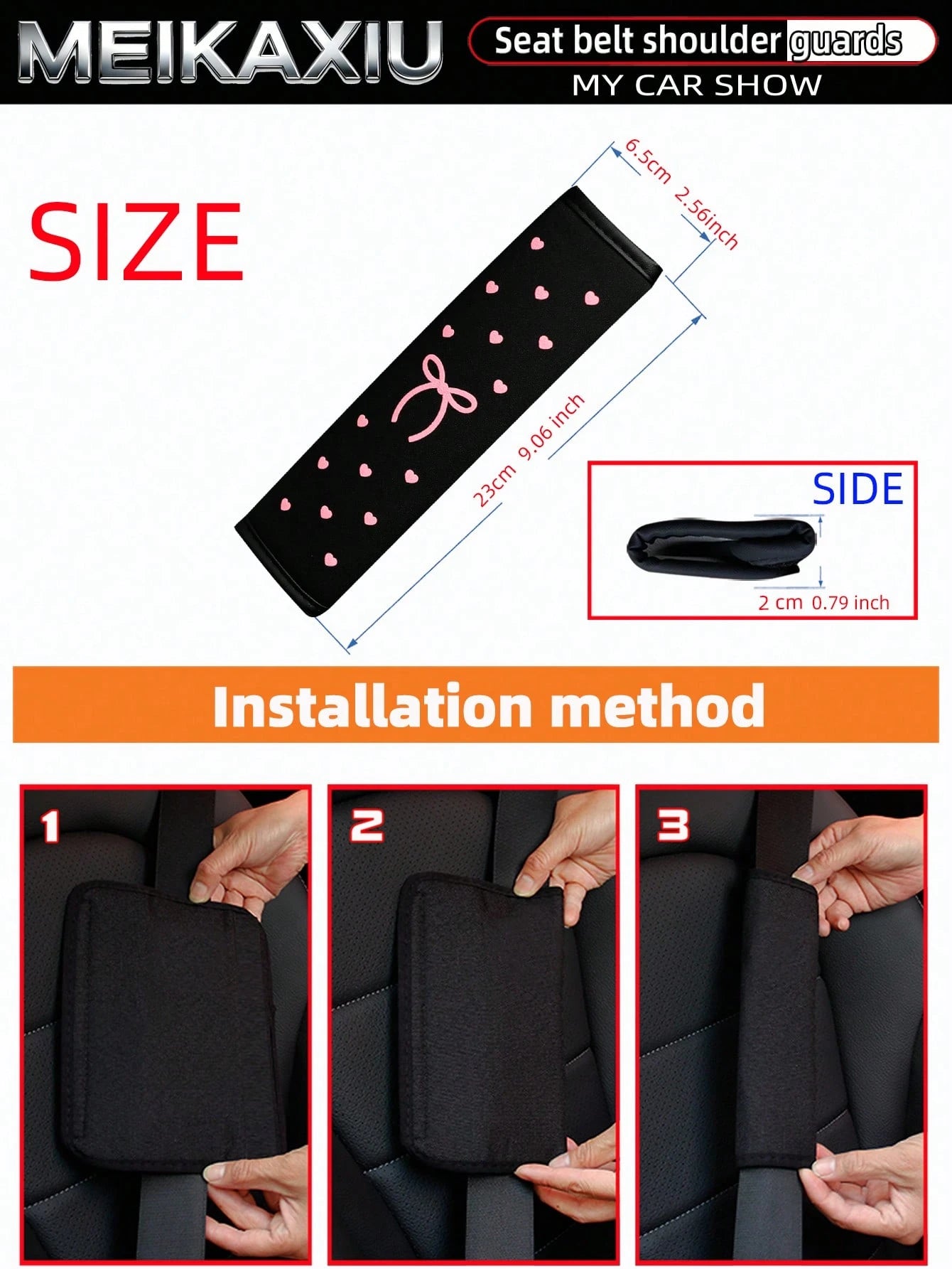 MEIKAXIU 1 Piece Or 2 Pieces Of Foam-Foam Three-Dimensional Heart-Shaped Bowknot Car Seat Protector Cover For Seat Belt Decoration For Car Interior Decoration Items