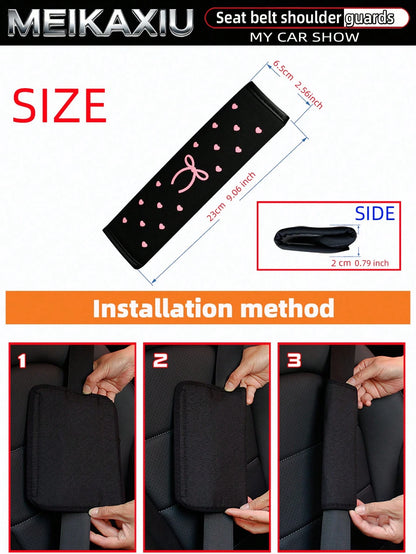 MEIKAXIU 1 Piece Or 2 Pieces Of Foam-Foam Three-Dimensional Heart-Shaped Bowknot Car Seat Protector Cover For Seat Belt Decoration For Car Interior Decoration Items