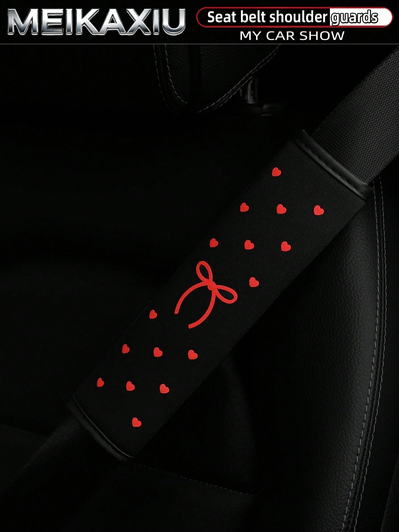 MEIKAXIU 1 Piece Or 2 Pieces Of Foam-Foam Three-Dimensional Heart-Shaped Bowknot Car Seat Protector Cover For Seat Belt Decoration For Car Interior Decoration Items