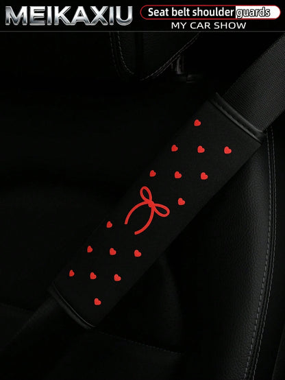 MEIKAXIU 1 Piece Or 2 Pieces Of Foam-Foam Three-Dimensional Heart-Shaped Bowknot Car Seat Protector Cover For Seat Belt Decoration For Car Interior Decoration Items