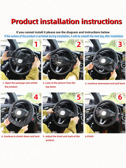 MEIKAXIU 1pc Colorful Striped Leather Car Steering Wheel Cover With Anti-Slip & Sweat Absorbent Properties, Suitable For 14.1-15inch Car Steering Wheel, Unisex