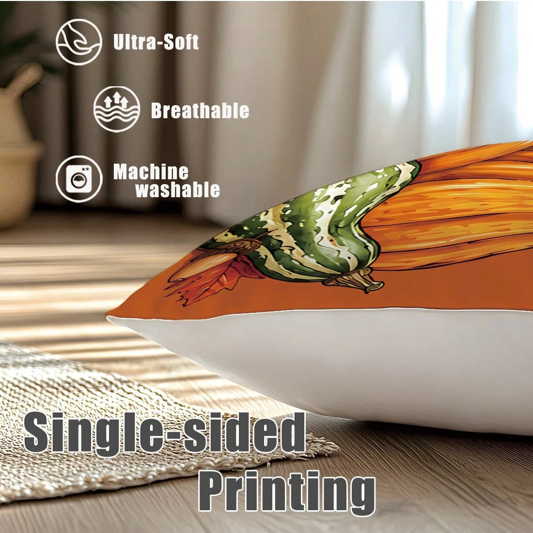 MEMNUN 4pcs Autumn Black & White Plaid Bow Gnome Scarecrow Pumpkin Sunflower Print Pillow Covers [No Insert] 40*40cm/45*45cm/50*50cm [Single-Sided Print] Made Of Polyester Material Harvest Time/ Than