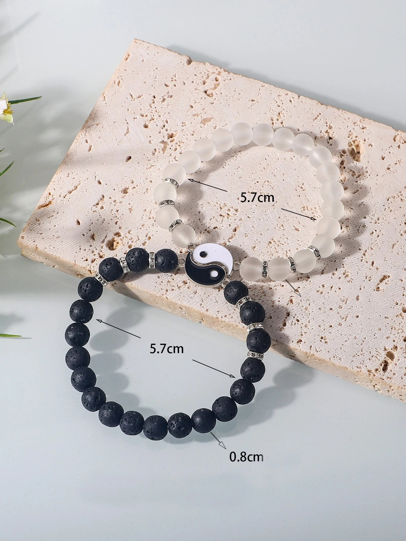 Men's 2pcs/set Fashion Tai Chi Decor Beaded Bracelet For Couple For Daily Decoration, For Jewelry Gift And Party