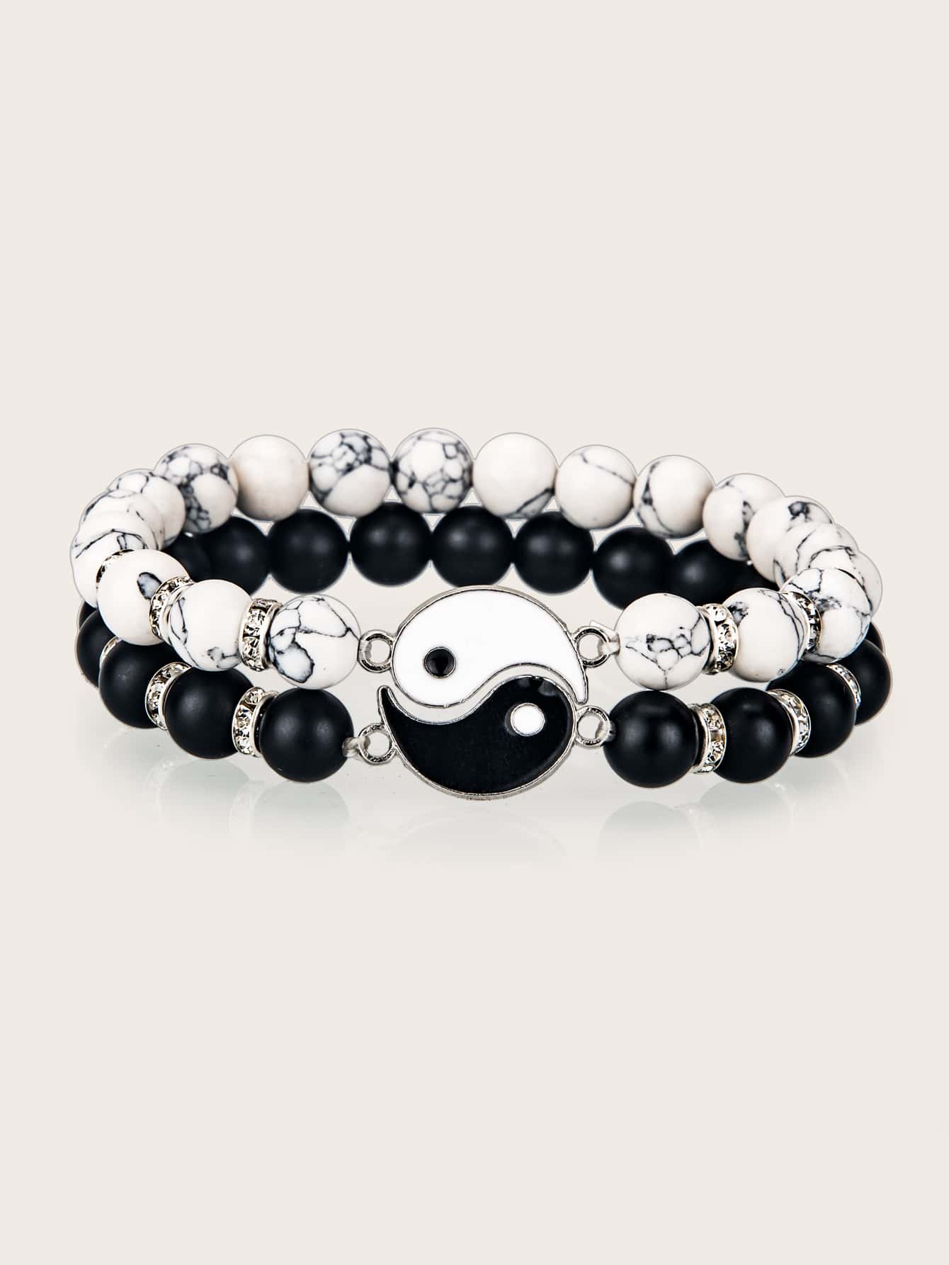 Men's 2pcs/set Fashion Tai Chi Decor Beaded Bracelet For Couple For Daily Decoration, For Jewelry Gift And Party