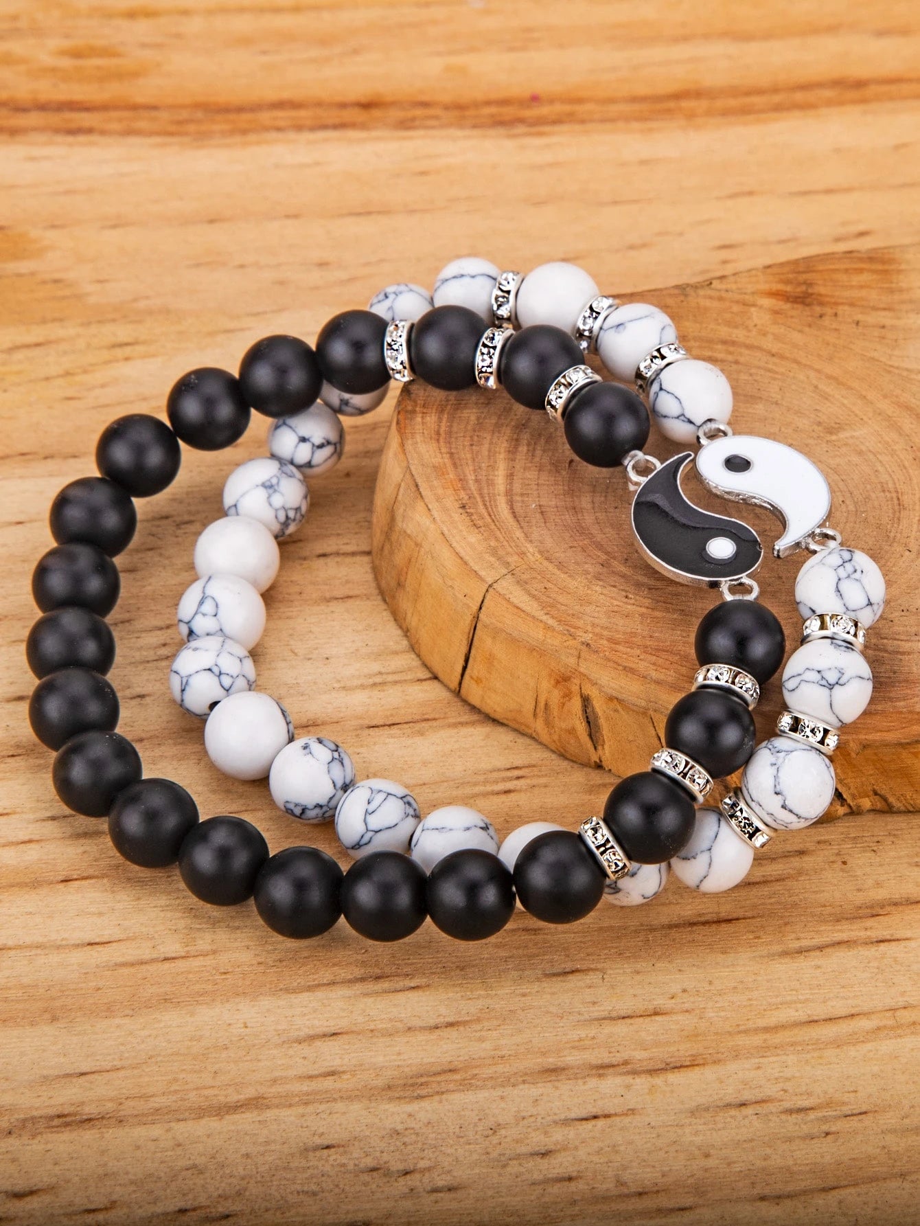 Men's 2pcs/set Fashion Tai Chi Decor Beaded Bracelet For Couple For Daily Decoration, For Jewelry Gift And Party
