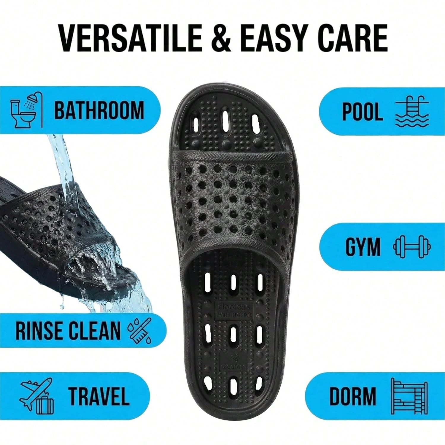 Men's And Women's Shower Shoes, Non-Slip Quick-Dry Bathroom Slippers With Drainage Holes, Lightweight Sandals For Swimming Pools, Gyms, Bathrooms, And College Dormitories