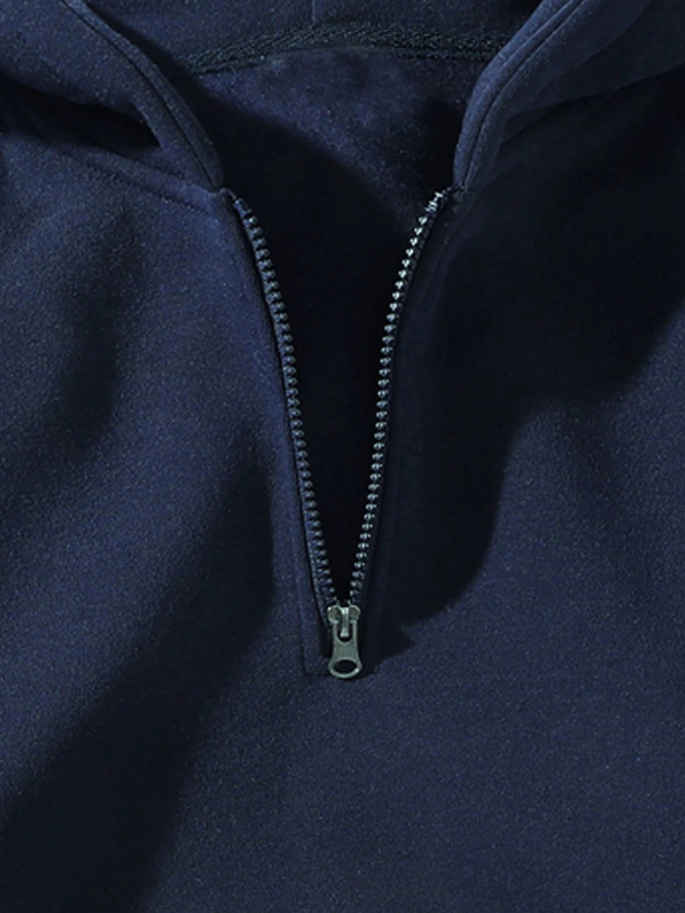 Men's Solid Color Half-Zip Pullover Hooded Sweatshirt, Couple Style Fleece Sweatshirt Sports