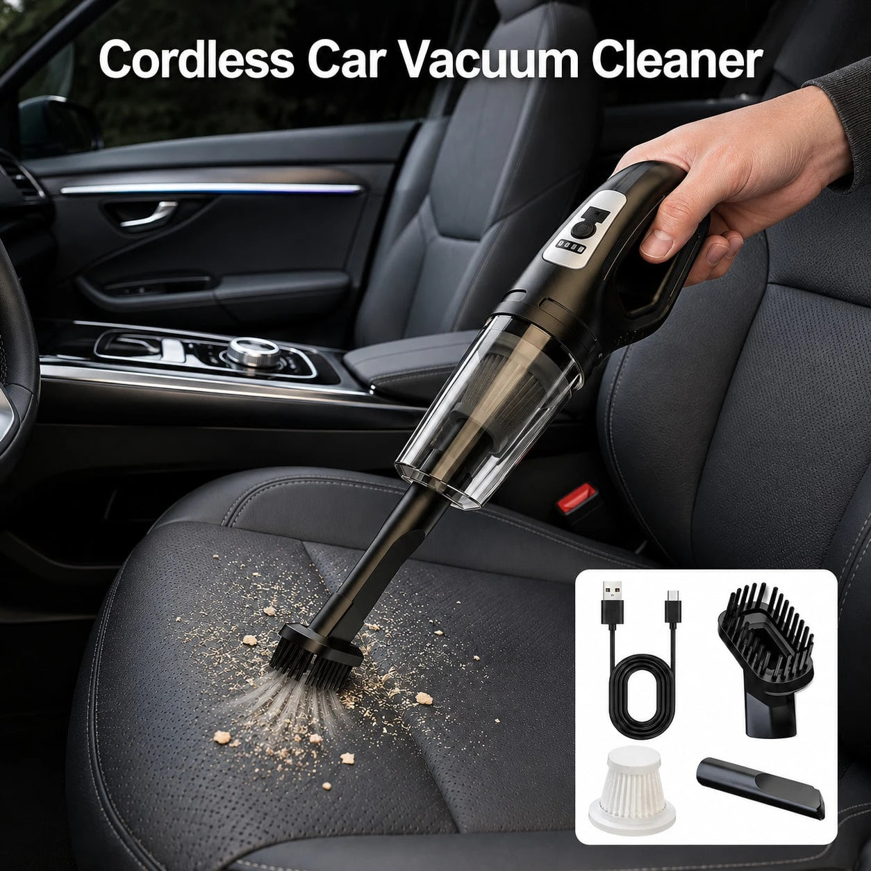 Mini Car Vacuum Cleaner USB Rechargeable, Cordless Handheld Portable Vacuum For Car Interior Dust Hair Cleaning, Home & Car Dual Use