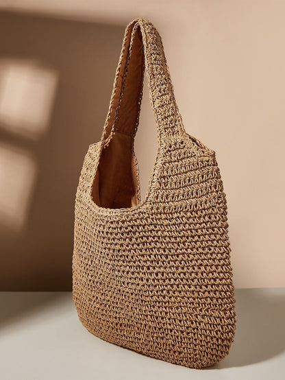 Minimalist Hollow Out Detail Straw Bag,Mothers Day Gift For Mom, Beach Essentials Women Bags For Vacation & Holidayback To School,Classic Casual, Suitable For Teen Girls Women College Studentsvacation