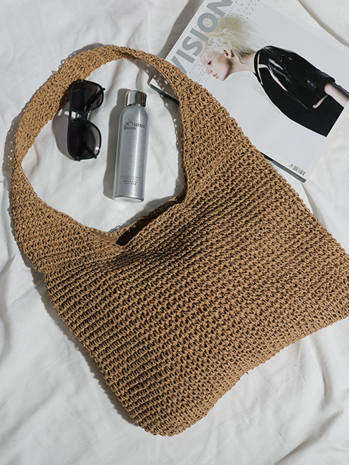Minimalist Hollow Out Detail Straw Bag,Mothers Day Gift For Mom, Beach Essentials Women Bags For Vacation & Holidayback To School,Classic Casual, Suitable For Teen Girls Women College Studentsvacation