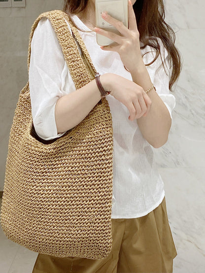 Minimalist Hollow Out Detail Straw Bag,Mothers Day Gift For Mom, Beach Essentials Women Bags For Vacation & Holidayback To School,Classic Casual, Suitable For Teen Girls Women College Studentsvacation