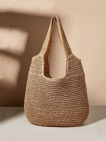 Minimalist Hollow Out Detail Straw Bag,Mothers Day Gift For Mom, Beach Essentials Women Bags For Vacation & Holidayback To School,Classic Casual, Suitable For Teen Girls Women College Studentsvacation
