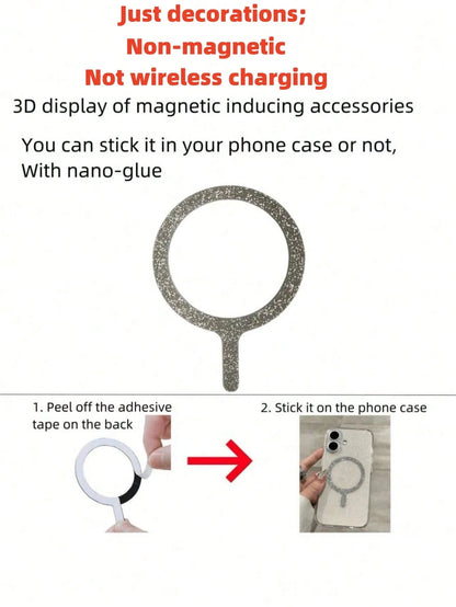 Minimalist Luxury Sparkling Sequin Glitter Starry Sky 1pc Luxury Glitter Magnetic Wireless Premium Charger 2.0mm Thick Beautiful Full Protection Anti-Drop Phone Case Minimalist Design Compatible With