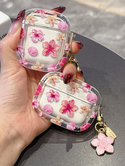 Minimalist Pink Flower Element Transparent Soft Protective Bluetooth Earphone Cases Ditsy Floral Compatible With Pro 3rd Gen Wireless Bluetooth Earphone Case Cover For Pro 2/3/4 Suitable For Men And W