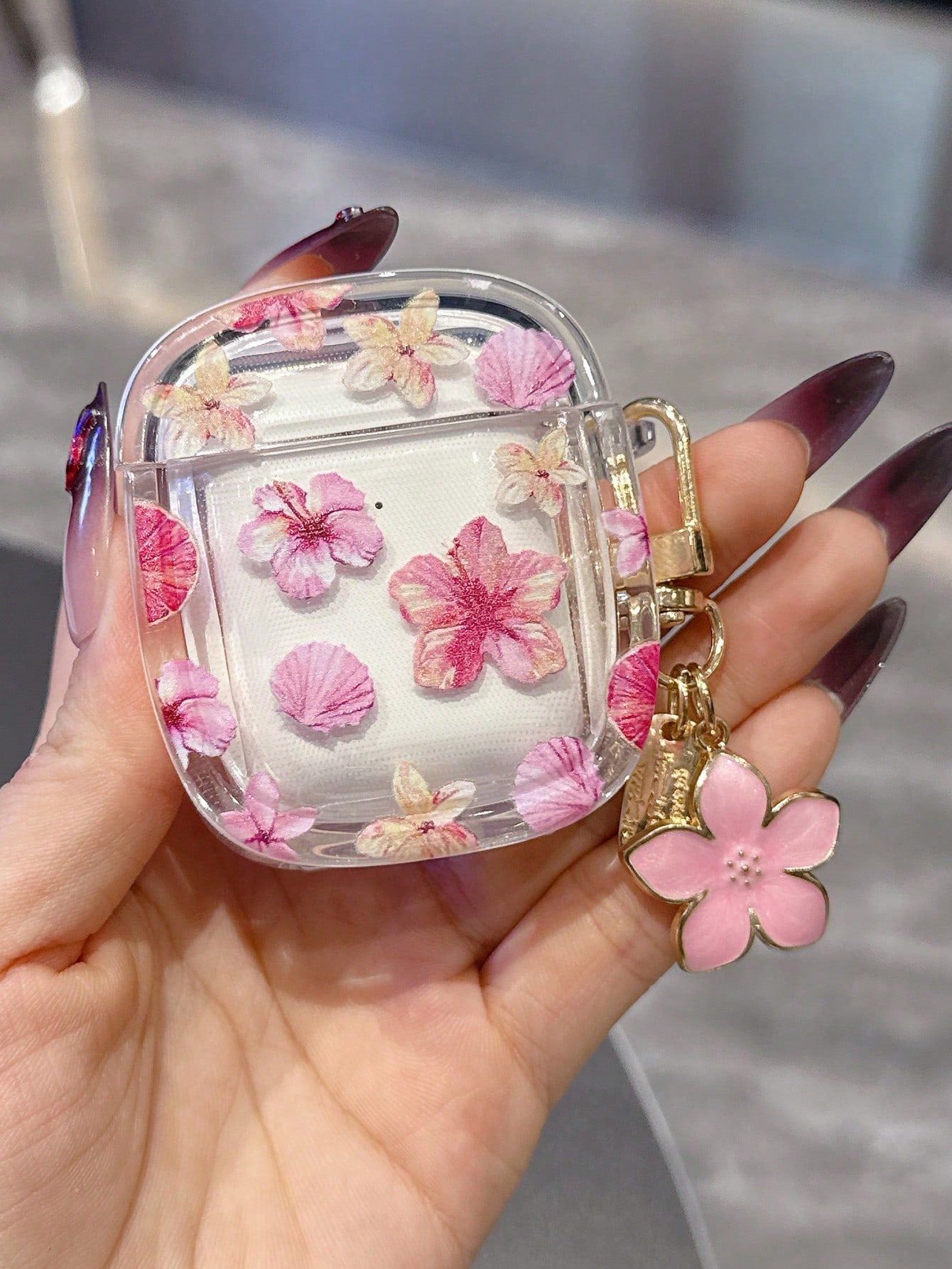 Minimalist Pink Flower Element Transparent Soft Protective Bluetooth Earphone Cases Ditsy Floral Compatible With Pro 3rd Gen Wireless Bluetooth Earphone Case Cover For Pro 2/3/4 Suitable For Men And W