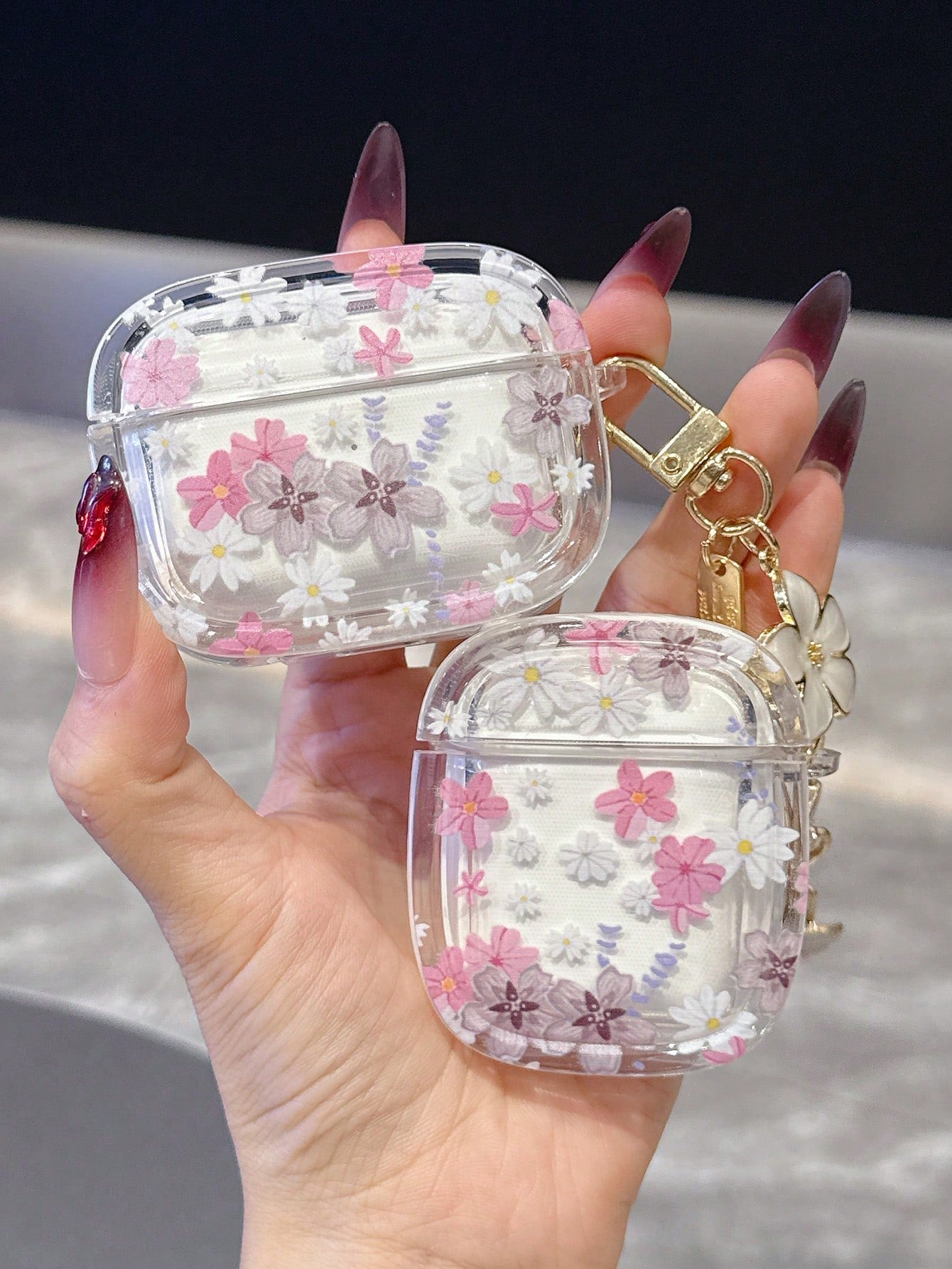 Minimalist Pink Flower Element Transparent Soft Protective Bluetooth Earphone Cases Ditsy Floral Compatible With Pro 3rd Gen Wireless Bluetooth Earphone Case Cover For Pro 2/3/4 Suitable For Men And W