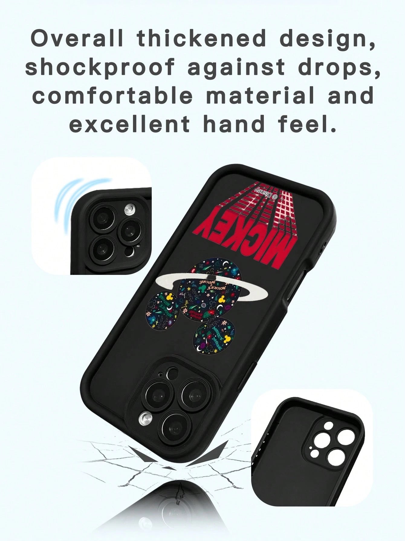 Miniso 1pc New High Airbag Shockproof Case, Official Disney Cartoon Style Pattern, Unique Thick Protective Cover Compatible With Apple IPhone 17 ProMax/Air, 16, 11/12/13/14 Plus, XR, 15 ProMax