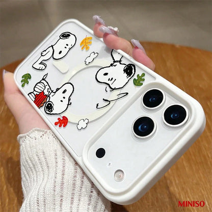 MINISO Snoopy Autumn Magnetic Transparent Phone Case Compatible With IPhone 17/17 Pro/17 Pro Max/17 Air/16/15/14/13/12/11/X Series Iphone 17 Pro Max Case Iphone 17 Pro Case Iphone 17 Case The Girlfrie