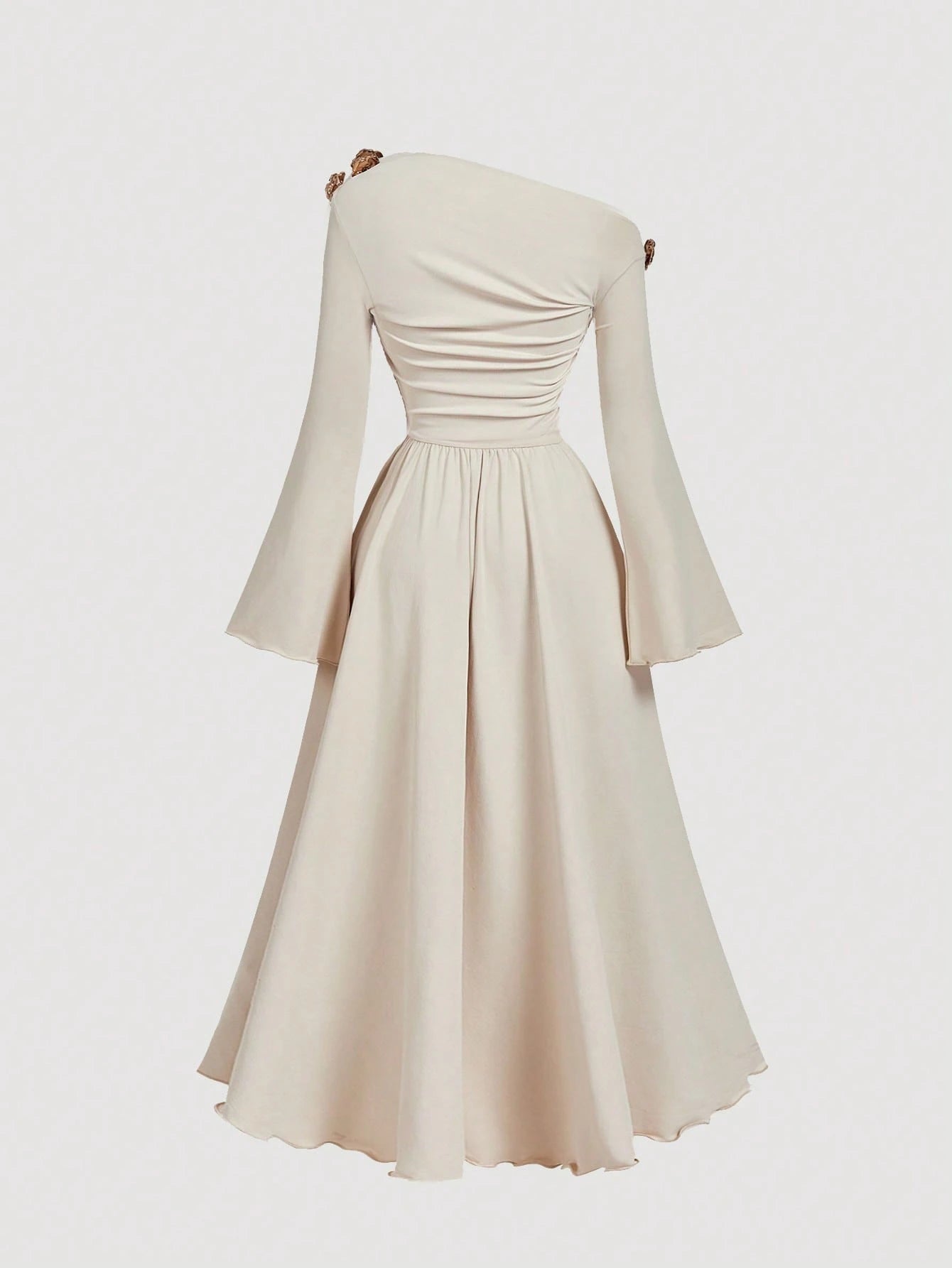 MOD Burgundy Asymmetric-Shoulder Midi Dress For Women,Elegant One Shoulder Autumn Clothes,Chic Party Dress For Ladies,Thanksgiving New Year Christmas
