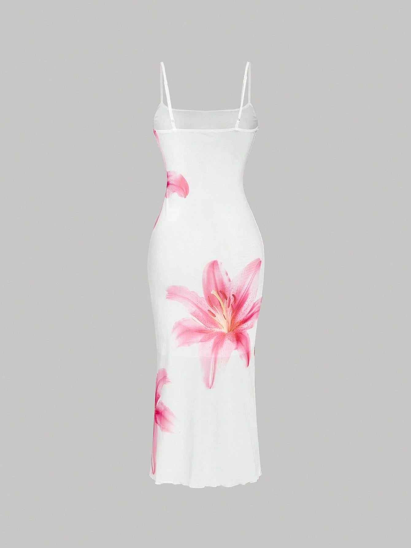 MOD Elegant Romantic Floral Print Slip Dress, Resort Style Women Wedding Party Vacation, Summer Dresses For Guest White And Pink Flower Beach Outfits