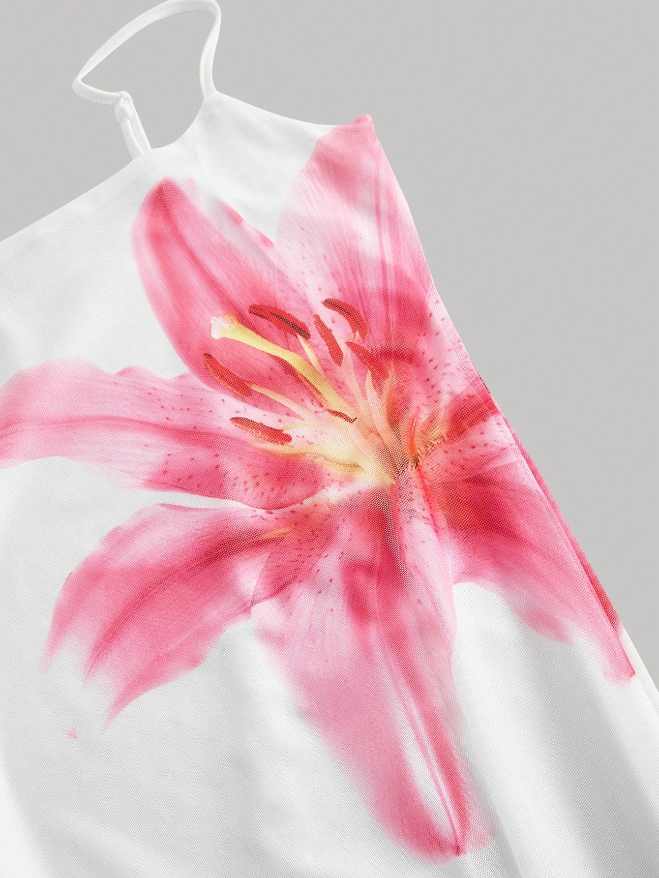 MOD Elegant Romantic Floral Print Slip Dress, Resort Style Women Wedding Party Vacation, Summer Dresses For Guest White And Pink Flower Beach Outfits
