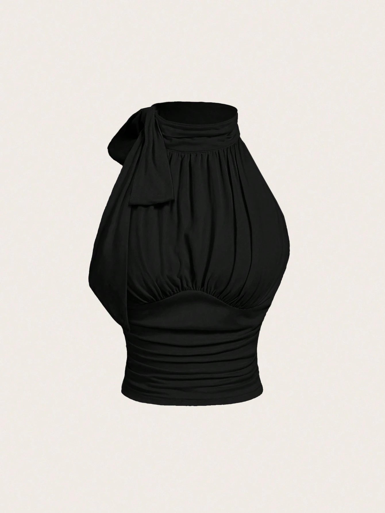 MOD Mock Neck Butterfly Applique Drawstring Ribbed Honey Top
