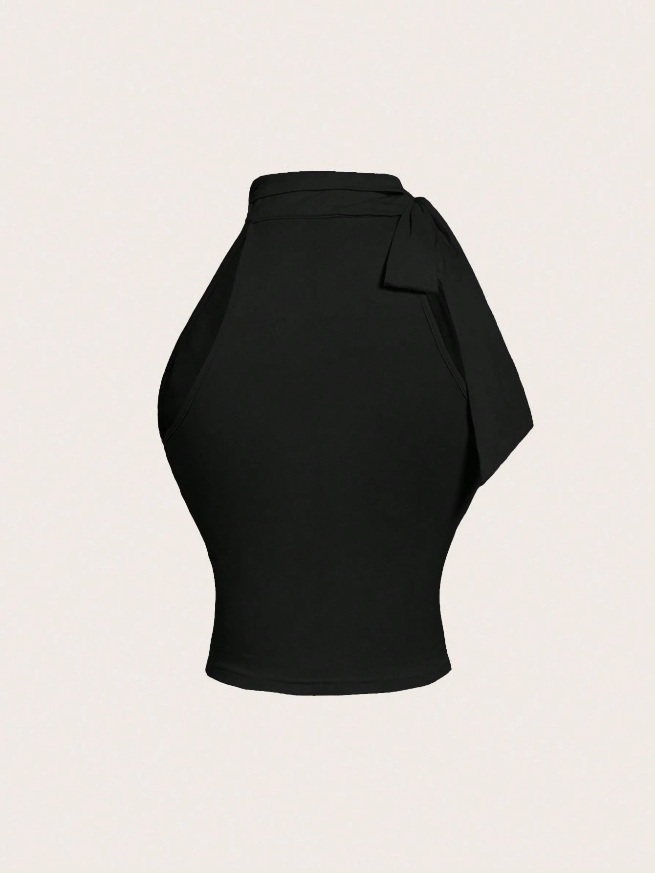 MOD Mock Neck Butterfly Applique Drawstring Ribbed Honey Top