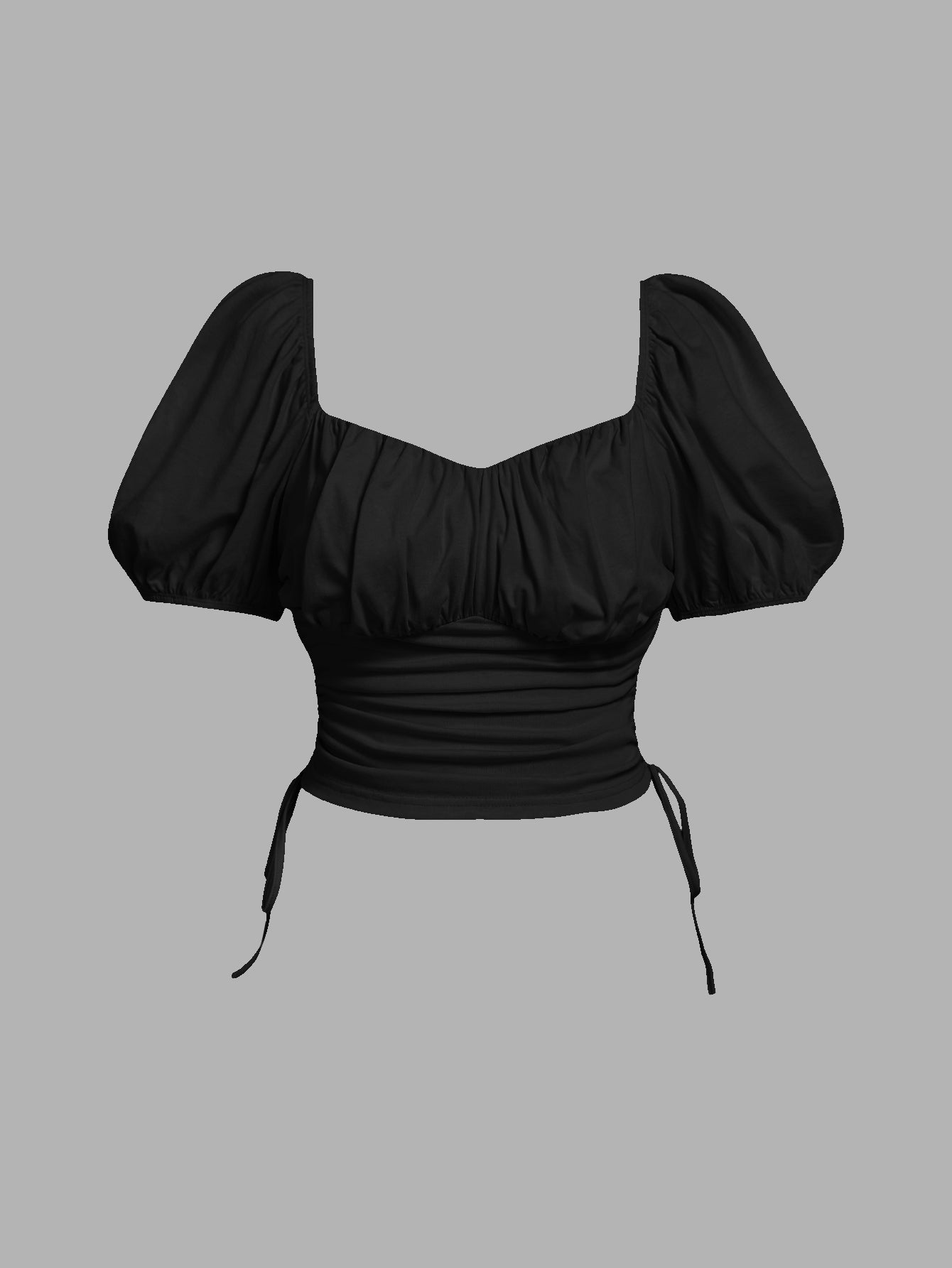 MOD Plus Size Ruched Drawstring Puff Sleeve T-Shirt, Casual Daily, Commute, Picnic, Spring/Summer