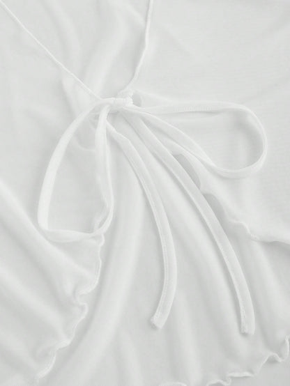 MOD Plus Size V-Neck Flare Sleeve Tied Bow Blouse Bell Sleeve Toptops Whiteblouse White Fall