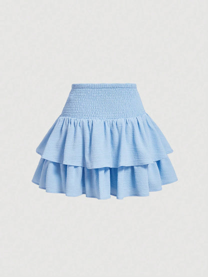MOD Solid Color Multi-Layered Cake Skirt With Bow Tie Belt Design Back To School Outfits Black Skirt