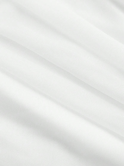 MOD Summer Plus Size Solid Color Mesh Transparent Off-Shoulder White Tank Top