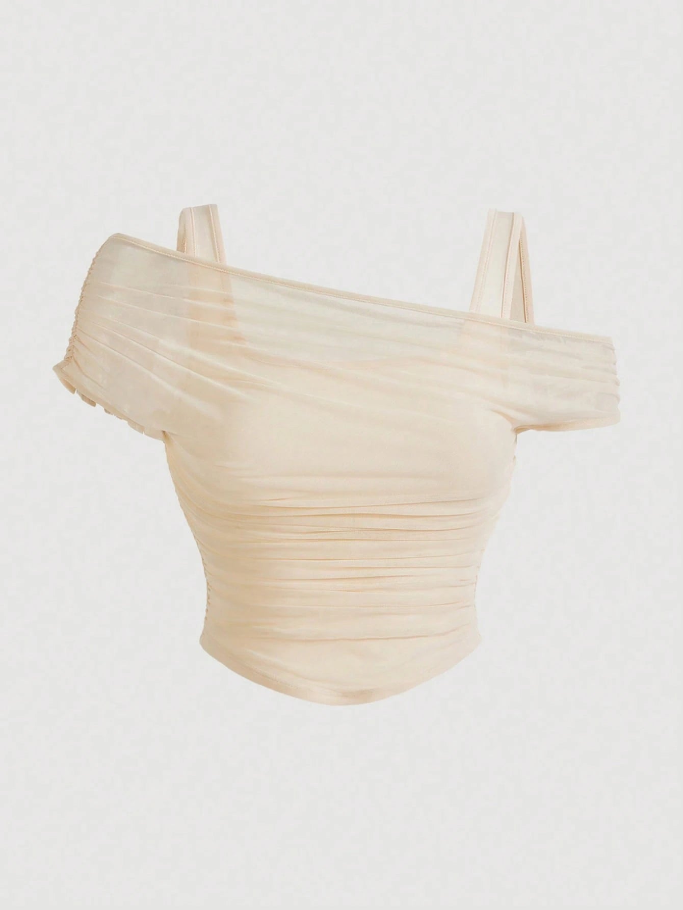 MOD Summer Plus Size Solid Color Mesh Transparent Off-Shoulder White Tank Top