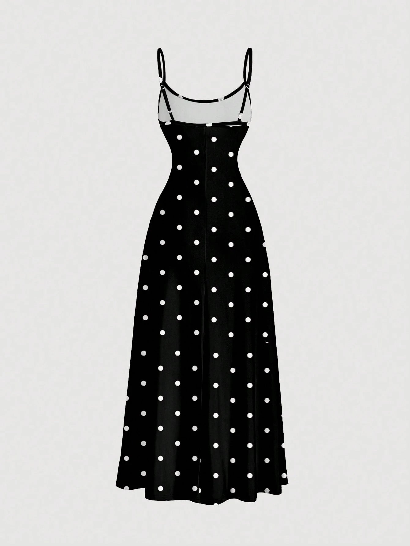 MOD Vintage Polka Dot Black Loose Waist Gather Design Suspender Dress, Casual And Simple, Suitable For Summer,Vacation Outfits Women,Polka Chic